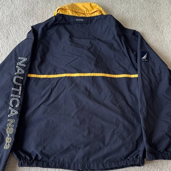 Nautica Men's Windbreaker in Black with Yellow Accents - Picture 9 of 12